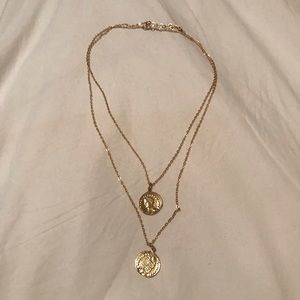 Gold coin necklace layering set